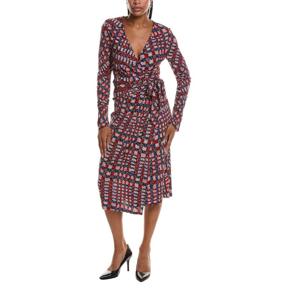 Diane Von Furstenberg Womens Paisley Long Sleeve Wrap Dress